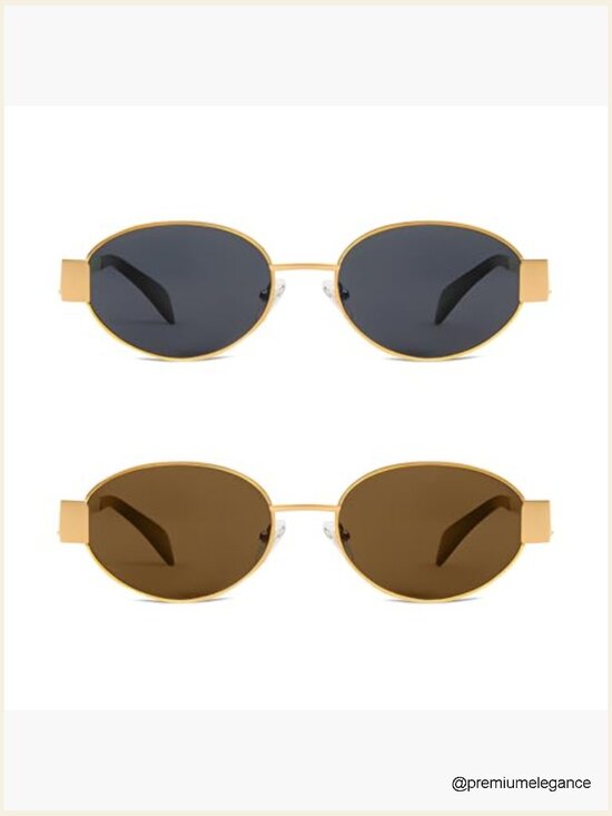 Retro Oval Sunglasses UV400 Protection Metal Frame Unisex Trendy Shades main image 6